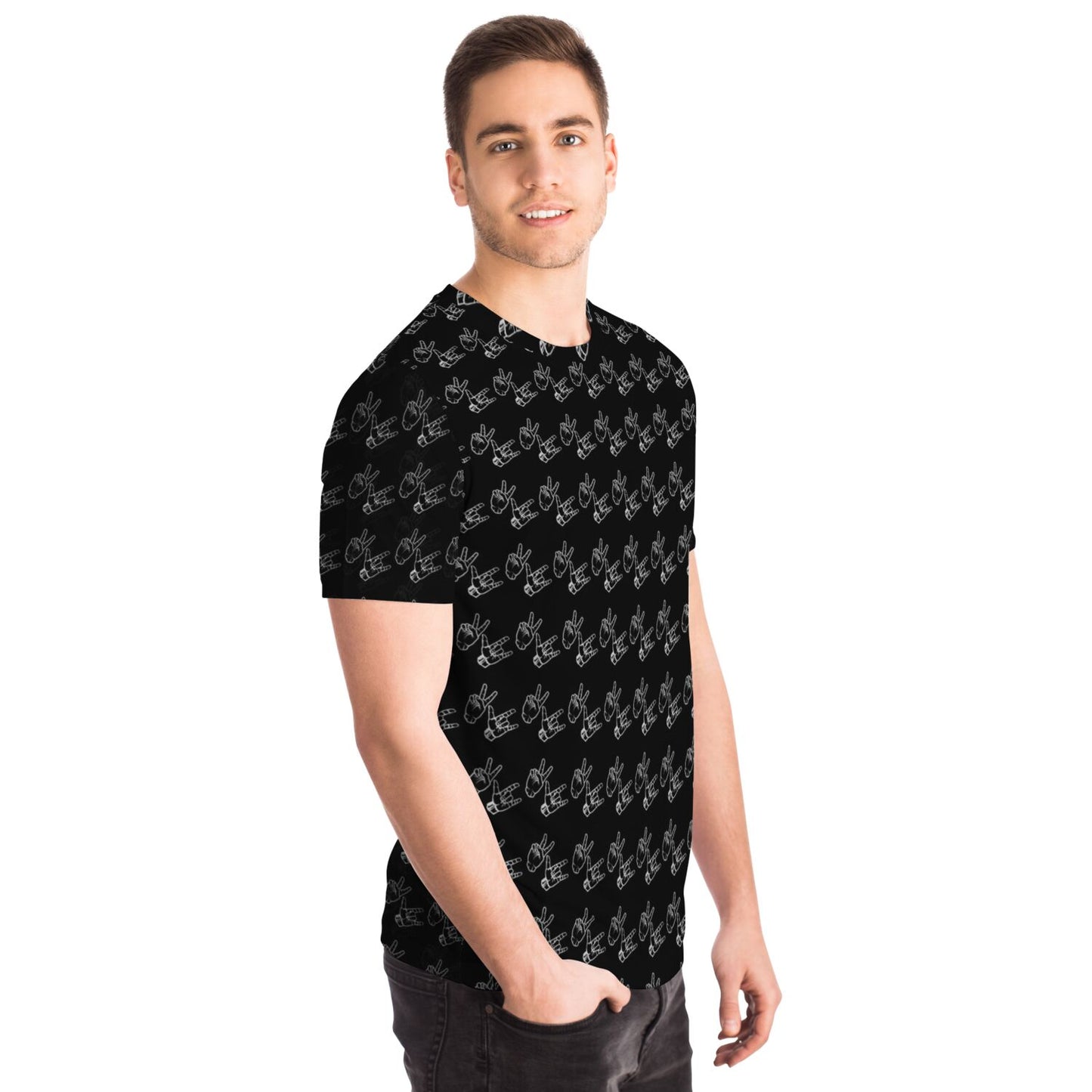 Black Horizontal Pattern HippieRager Logo Tee